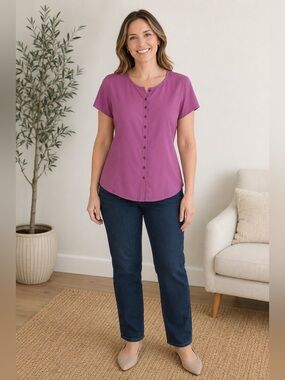 Vintage Y2K Crazy Horse Liz Claiborne Orchid Silk Blouse Size 12